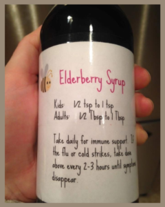 Elderberry Syrup Bottle in Hand